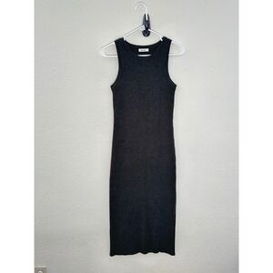 MOD REF Ribbed Knit Midi Dress Women Olive Green Sleeveless Racerback Crew Neck